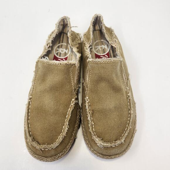 Tony Lama Lindale Wheat Tan Canvas Slip On Shoes Women Size 6B Distressed Casual - Picture 2 of 9